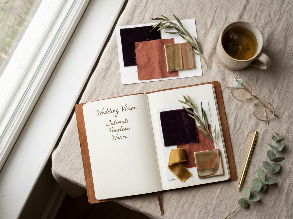 Ruhiger Beratungsmoment mit Moodboard und Notizbuch
